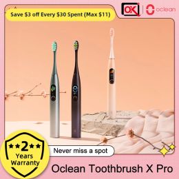 Heads New Oclean X Pro Sonic Electric Wething Brush Color Screen tactile Oral Care 2in1 Charger IPX7 Brosse de dents rechargeable imperméable IPX7