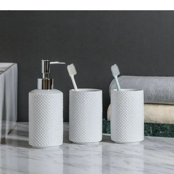 Têtes accessoires de salle de bain nordiques Settepiece Ceramics Brushing Cup Lotion Botte