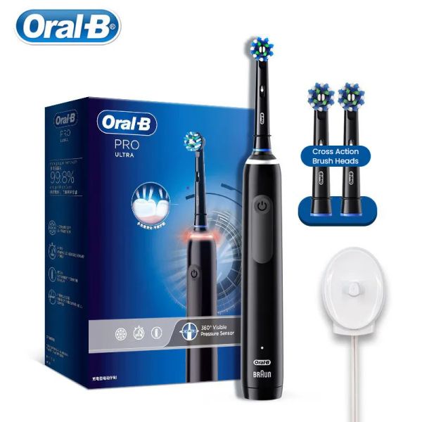 Têtes oral b brosse à dents électrique Pro Ultra Deep Clean 4 Modes Smart Capteur Indicateur de pression Timer Brosse à dents adultes IPX7 Imperméable