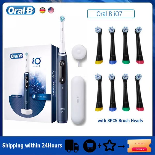 Cabezales oral b io7 cepillo de dientes eléctrico inteligente Carga magnética de carcasa de viaje Box 5 modos 3D Temporizador visible con cepillo