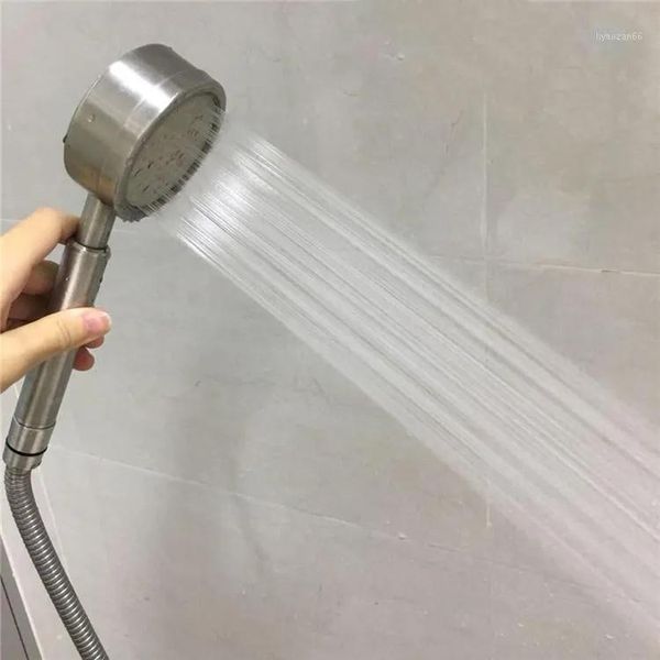 Cabezales Potente juego de cabezal de ducha de mano de acero inoxidable 304 con manguera de ducha de 1,5 m y soporte Accesorios de baño de alta calidad1