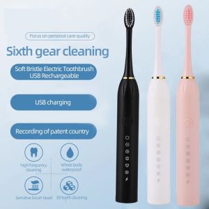 Têtes Brosse à dents électrique rechargeable pour les adultes Nettoyage intelligent et blanchiment Sélection de mode 6 avec têtes de brosse Dupont Voyage approprié