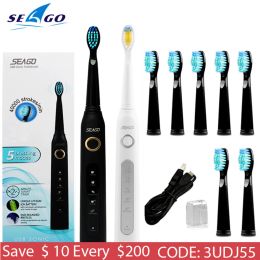 Koppen Seago Sonic elektrische tandenborstel wasbare elektronische tanden borstel SG507 USB oplaadbare tandenborstel IPX7 vervangende borstelkop