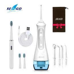 Heads SeaGo Water Flosser and Electric Dething Brush Set Deaith Nettoying Dental Care Sonic Dething Brosse sans fil Irrigateur oral 3 Modes IPX7