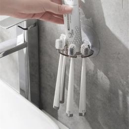 Têtes Selfadhesive Brosse à dents support mural Mont dentifrice Dispensateur Rangement étagères Squelette