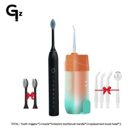Têtes brosse à dents électrique Sonic et oral rechargeable combinaison orale oral rince avec fil de langue cadeau blanc blanc cadeau