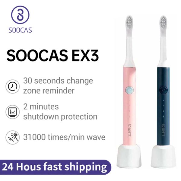 Heads SOOCAS SONIC Electric Brosse à dents Ultrasonic Automatic Brosses à dents IPX7 Adulte imperméable Adulte Ex3 Brosse de dents Whitening