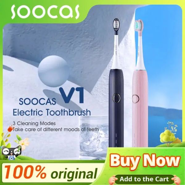Heads SOOCAS SONIC Electric Brush V1 Nettoyage intelligent et blanchiment à dents ultrasoniques Brosse IPX7 Voyage imperméable portable