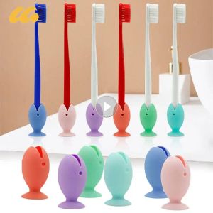 Têtes Support de brosse à dents Travel Portable Voyage mignon Brosse de dents sans trace sans trace Cover Fish Forme Silicone Aspiring Tup Bathroom aussi