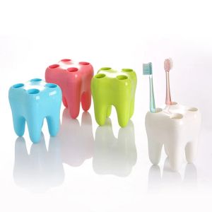Têtes de dents en forme de brosse à dents porte-étagère de salle de bain box de rangement organisateur de salle de bain 4 trous contenu de brosse à dents accessoires de salle de bain