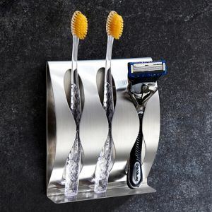 Koppen drie/twee gaten wandmontage tandenborstel en scheermeshouder self -adhesive roestvrijstalen badkamer kast organisator accessoires