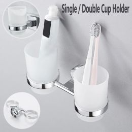 Têtes brossage à dents Supplies de salle de bain Double gobelet Holder Brosse à dents support Cup de brosse murale