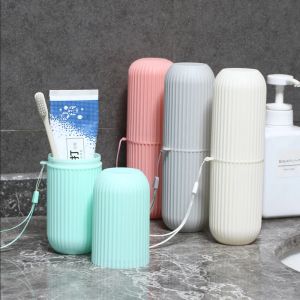 Hoofden reizen Practical Toothbrush Cup draagbare badkamer Tandpasta Holder Storingskast Doos Milieuvriendelijke reisspoeling Cup