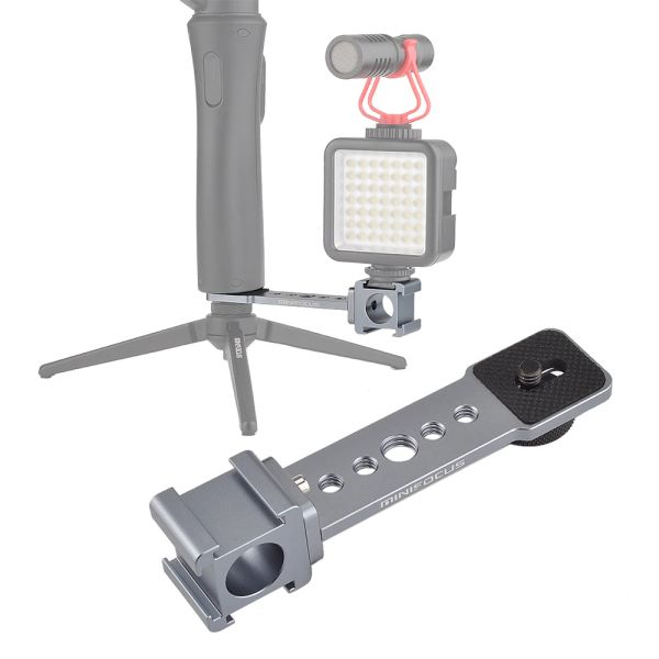 Têtes Triple Cold Shoe Mounts Plaque microphone LED Video Extension Light Extension Bracket pour DJI Osmo Mobile 2 Zhiyun Smooth 4 / Feiyu Vible 2