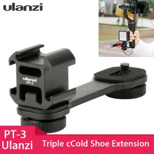 Têtes Ulanzi PT3 Triple Hot Shoe Shoe Mount Adaptateur Microphone Extension Bar pour Zhiyun Smooth 4 DJI Osmo Pocket Gimbal Accessoires