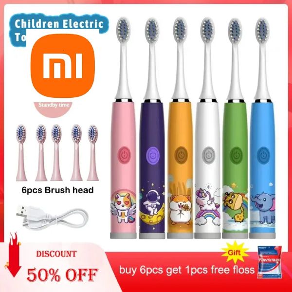 Heads Xiaomi Child's Usb Sonic Electric Electric Dethor Brosse rechargeable coloré de dessins animés Bruss