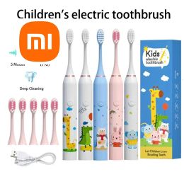 Têtes Xiaomi Child's's's Netter Sonic Electric Wething Brush Cartoon motif pour les enfants avec une brosse à dents de remplacement Brosse à dents
