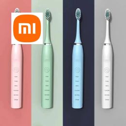 Têtes Xiaomi Brosse à dents électrique ultrasonique pour les adultes Timer dents vibratrice automatique Brusque sonore blanchi
