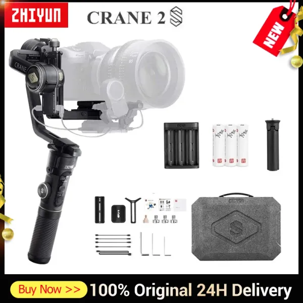 Cabezales Zhiyun Crane 2S /2S Pro Gimbal Estabilizador de 3 ejes Gimbal de mano Trípode de acción sin espejo para cámara DSLR BMPCC 4K 6K