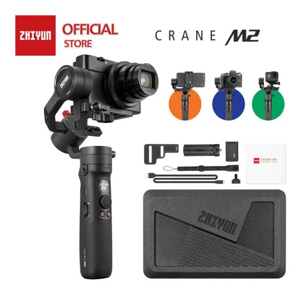 Têtes zhiyun grue m2 3axis stabilisateur de cardan portable pour les caméras sans miroir smartphones stabilisateur GoPro Vs Ronin S