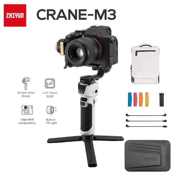 Têtes Zhiyun Crane M3 Stabilisateur portatif à cardan à 3 axes pour caméras d'action compactes sans miroir Téléphone Smartphones iPhone 13