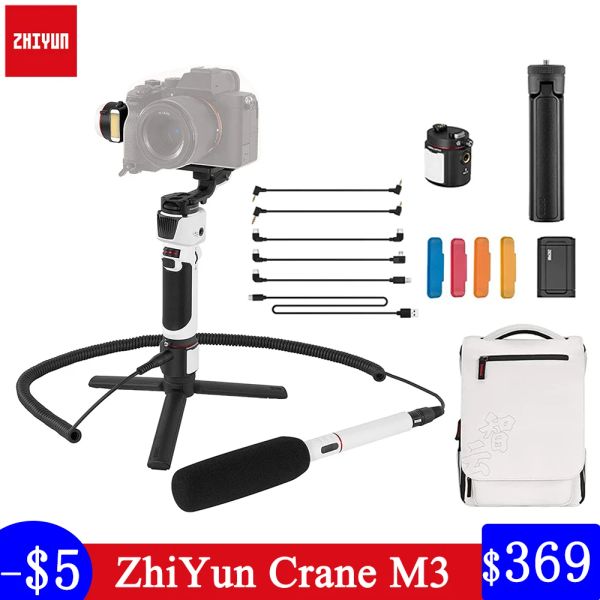 Heads Zhiyun Crane M3 Estabilizador de cardán portátil de 3 ejes para cámaras DSLR sin espejo Smartphone iPhone Teléfono celular y cámara de acción