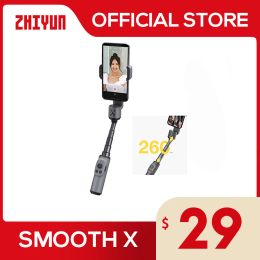 Cabezas Zhiyun Smooth X Phone Gimbal Selfie Stick Stabilizer Stabilizer Palo Smartphone para iPhone Samsung Huawei Xiaomi Redmi