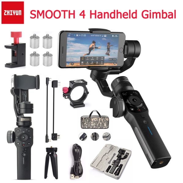 Heads Zhiyun Smooth 4 3axis Handheld Smartphone Gimbal Stabilizer pour iPhone XS Max x 8 7 Samsung S9 S8 Action Camera Vlog Live