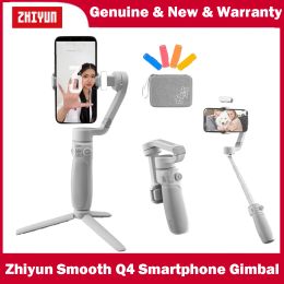 Heads ZHIYUN Smooth Q4 Estabilizador de cardán para teléfono inteligente de 3 ejes para Android iPhone Varilla de extensión incorporada Vlogging plegable TikTok YouTube