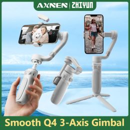 Têtes Zhiyun lisse Q4 cardan téléphone portable 3 axes pliable stabilisateur de poche pour smartphone iphone 13 pro max Xiaomi Huawei Samsung