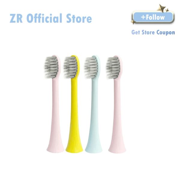 Têtes zr z3 enfants brosse à dents électrique têtes de brosse à dents remplacement 4pcs têtes de brosse douce rose / bleu / jaune deux types de pinceau