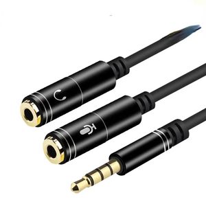 Adaptateur de casque Mic Mic Y Splitter câble 3,5 mm audio stéréo AUX mâle à 2 fiches de microphone audio séparés