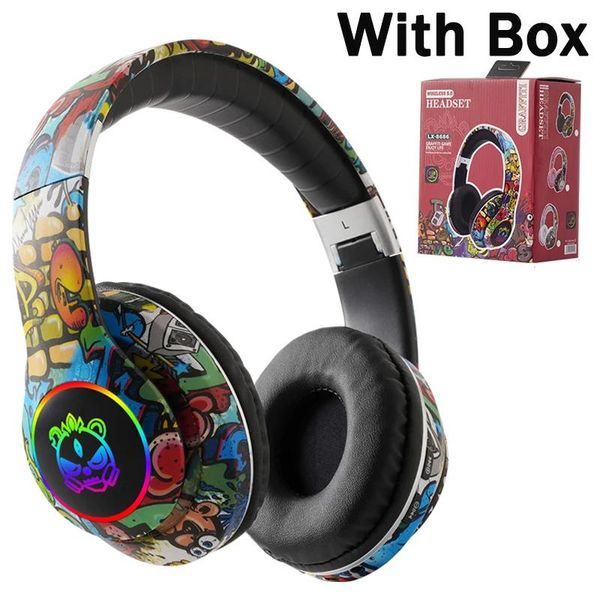 Auriculares con micrófono RGB Tarjeta de luz LED Juego para niños Auriculares Auriculares Bluetooth 5.1 HIFI Bass Juego inalámbrico Música Auriculares estéreo con graves 148QB