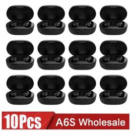 HeadSets 10pcs Écouteurs Bluetooth TWS A6S Écouteurs Bluetooth 5.1 Stéréo avec microphone adapté à l'iPhone et Xiaomi J240508