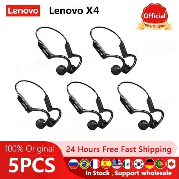 5 pièces Lenovo X4/X3pro Conduction osseuse casque Bluetooth d'origine X3 conduite d'air écouteur sans fil avec micro casque de sport J240123