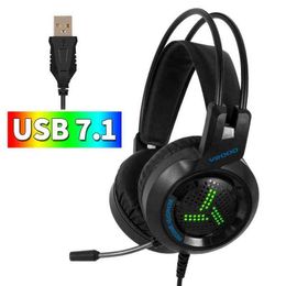 Casques 7.1 Surround Sound Gaming Headset avec microphone LED Casque de jeu coloré Basse stéréo pour Xbox One PS4 Ordinateur PUBG Gamer T220916