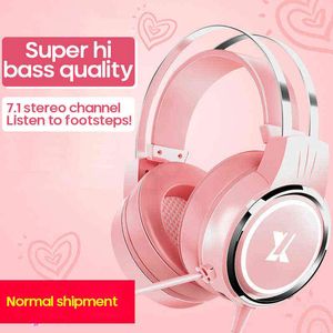 Casques 7.1 Surround Sound Rose Casque Gaming Headset Filaire Avec Microphone Professionnel Gamer RGB Lumière Pour PS4 Téléphone PC Fille Cadeau T220916