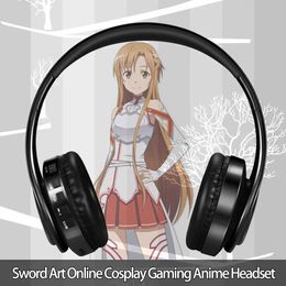 Headsets Anime Star Swordsmanship Online Yuuki ASUNA Wireless Bluetooth Headphone Gameworn avec microphone TF Card Slot adapté pour iOS Android J240508
