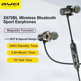 Awei X670BL écouteurs de Sport sans fil Bluetooth écouteurs intra-auriculaires magnétiques mini écouteurs mains libres casque pour téléphone J240123