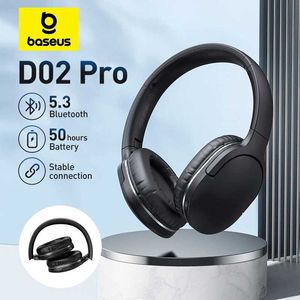 Headsets Baseus D02 Pro Wireless Bluetooth Headphones HIFI Stereo Earphones Foldable Sport Headset with Audio Cable foriPhone tablet J240123