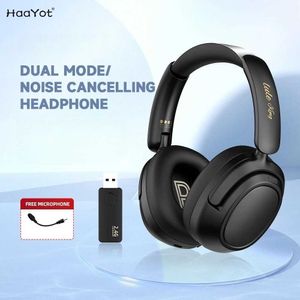 Headsets Beste Bluetooth -oortelefoons met actieve ruisonderdrukking voor mobiele telefoons PS4 PS4 PC 2.4G Gaming draadloze oortelefoons met microfoon J240508