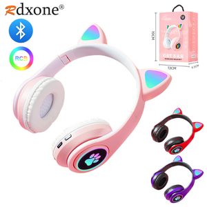 Headsets Bluetooth draadloze hoofdtelefoon katoor glow licht stereo bas helmen kinderen gamer meisje geschenken pc telefoon gaming headset 230518