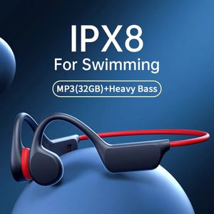 Headsets Bone Conduction Earphones Bluetooth Wireless IPX8 Waterproof MP3 Player Hifi Ear hook Headphone With Mic Headset For Swimming 231007