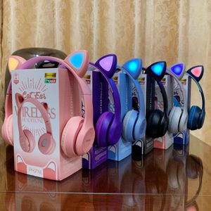 Headsets kat oor lichtgevende bluetooth headset p47m cartoon student draadloze gaming p47m headset gaming headset cat hoofdtelefoon 230314