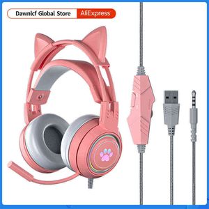 Headsets kat oor bedrade gaming -hoofdtelefoon voor pc -computer gaming headsets met microfoon ruis Cancel USB 3,5 mm plug voor PS4/Xbox One T220919