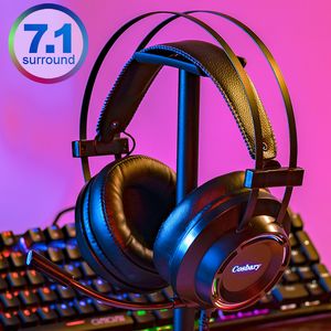 Auriculares Cosbary Gaming Headset 7.1 con Deep Bass Game Auriculares con micrófono para computadora PC Laptop Gamer USB Surround Sound 230518