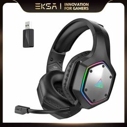 Headsets Eksa 2,4 GHz Casque sans fil E1000 WT 7.1 Casque de jeu filaire surround avec microphone ENC pour une latence faible adaptée à PC / PS4 / PS5 / Xbox J240508