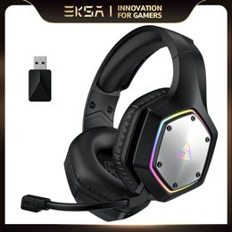 Headsets EKSA 2 4GHz draadloze hoofdtelefoon E1000 WT 7 1 Surround bedrade gamingheadset Gamer met ENC-microfoon Lage latentie voor pc PS4 PS5 Xbox 230927