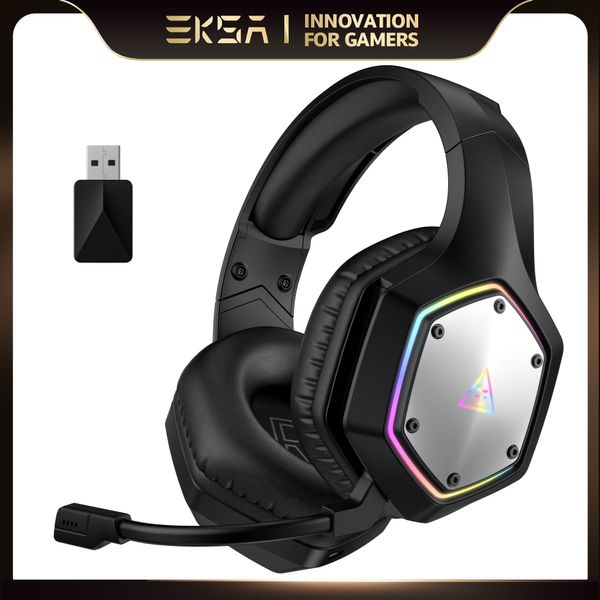 Casques Casque sans fil EKSA 2 4 GHz E1000 WT 7 1 casque de jeu filaire Surround Gamer avec micro ENC faible latence pour PC PS4 PS5 Xbox 230927