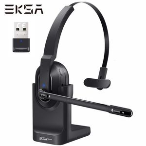 Casques EKSA H5 Bluetooth 5.0 casque avec micro antibruit d'appel ENC casque sans fil PC avec base de chargement Dongle USB pour bureau 231128